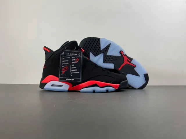 Air Jordan 6 Black Red Light Blue Basketball Shoes 13