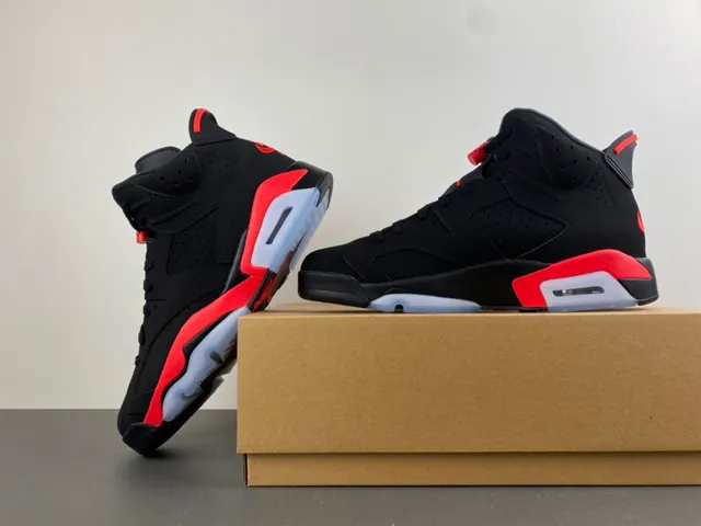 Air Jordan 6 Black Red Light Blue Basketball Shoes 15