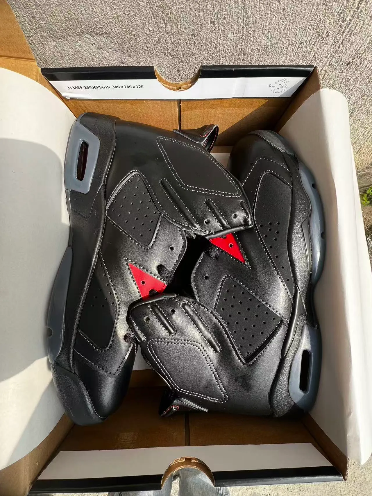 Air Jordan 6 Black Red Triangle Basketball Shoes 9