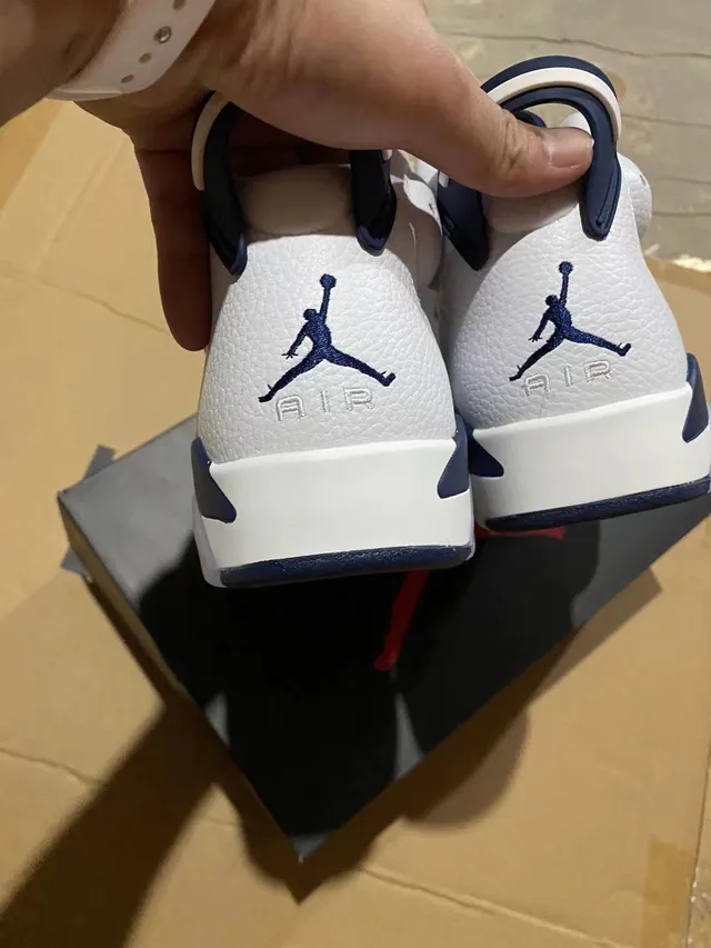 Air Jordan 6 White Navy Basketball Shoes 2