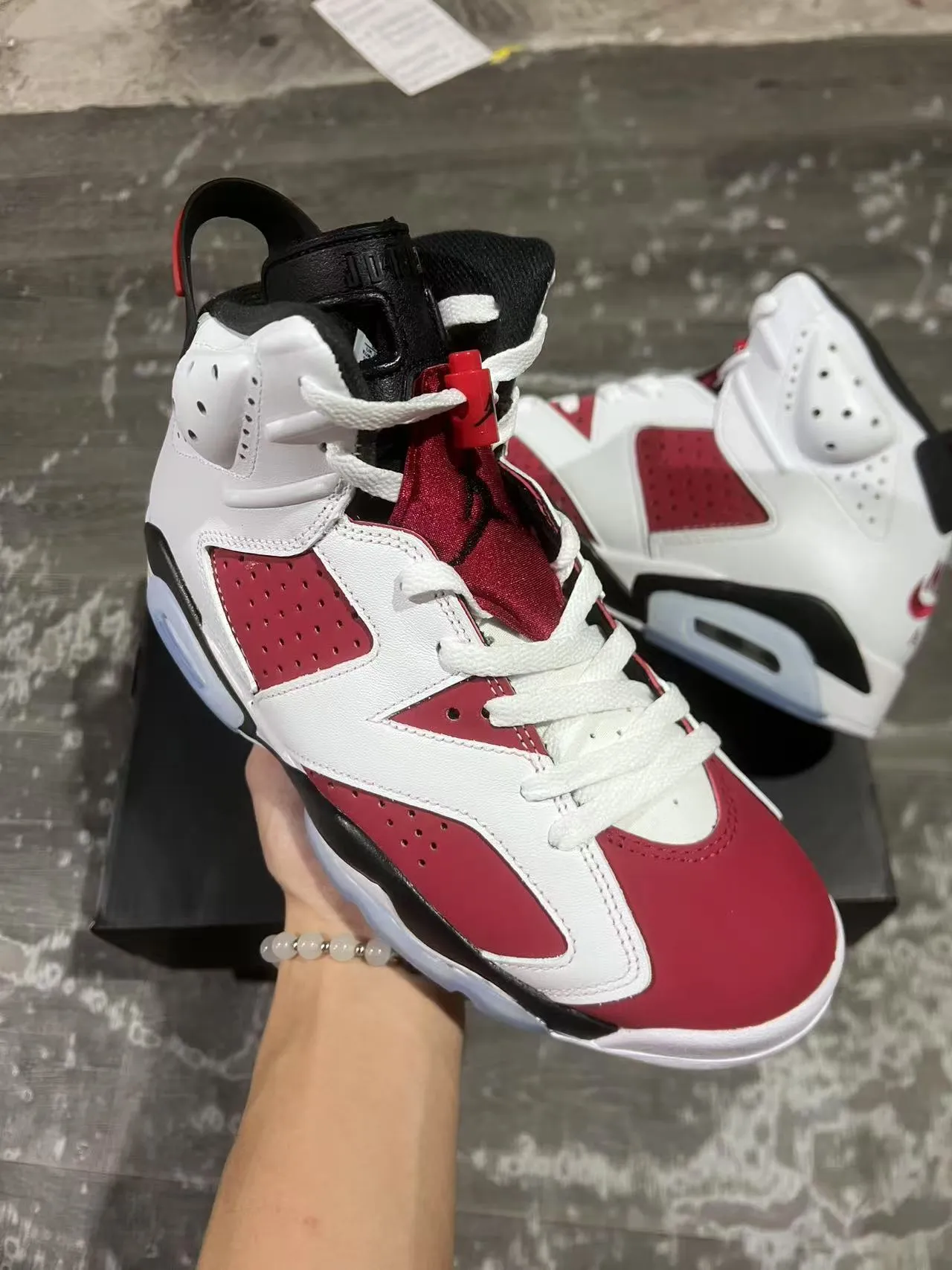 Air Jordan 6 White Red Black Basketball Shoes 2