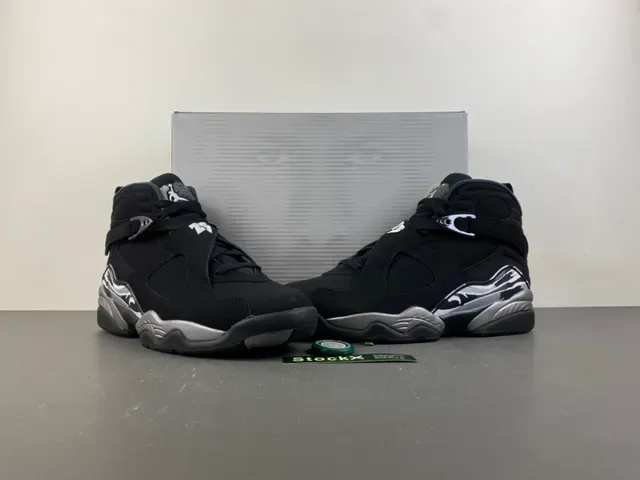 Air Jordan 8 কালো এবং ধাতুকর রূপালী বাস্কেটবল জুতো 13