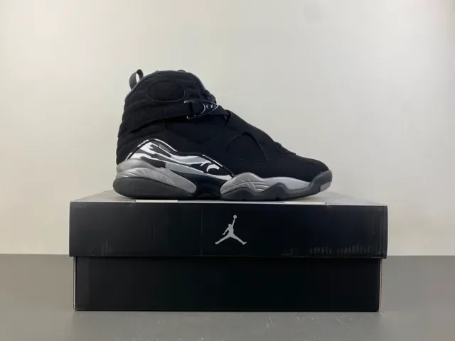 Air Jordan 8 কালো এবং ধাতুকর রূপালী বাস্কেটবল জুতো 15