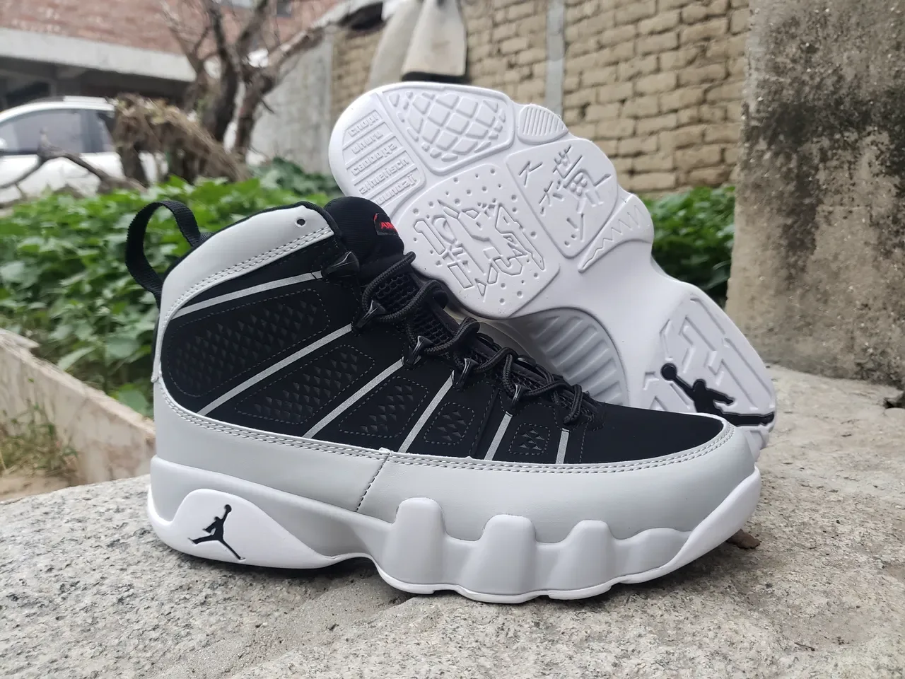 Air Jordan 9 Noir et Blanc Chaussures de Basketball Hautes 8