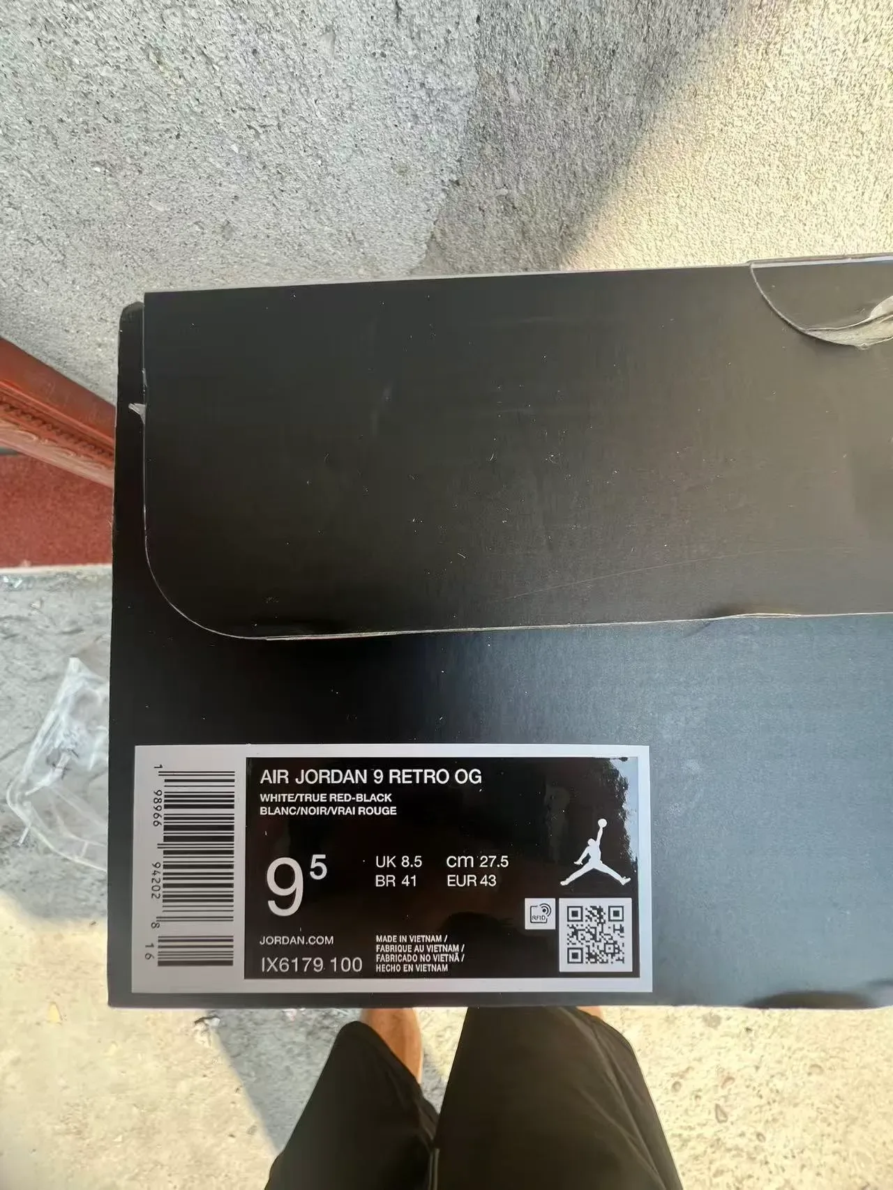 Air Jordan 9 Blanc Noir Rouge Chaussures de Basketball 10