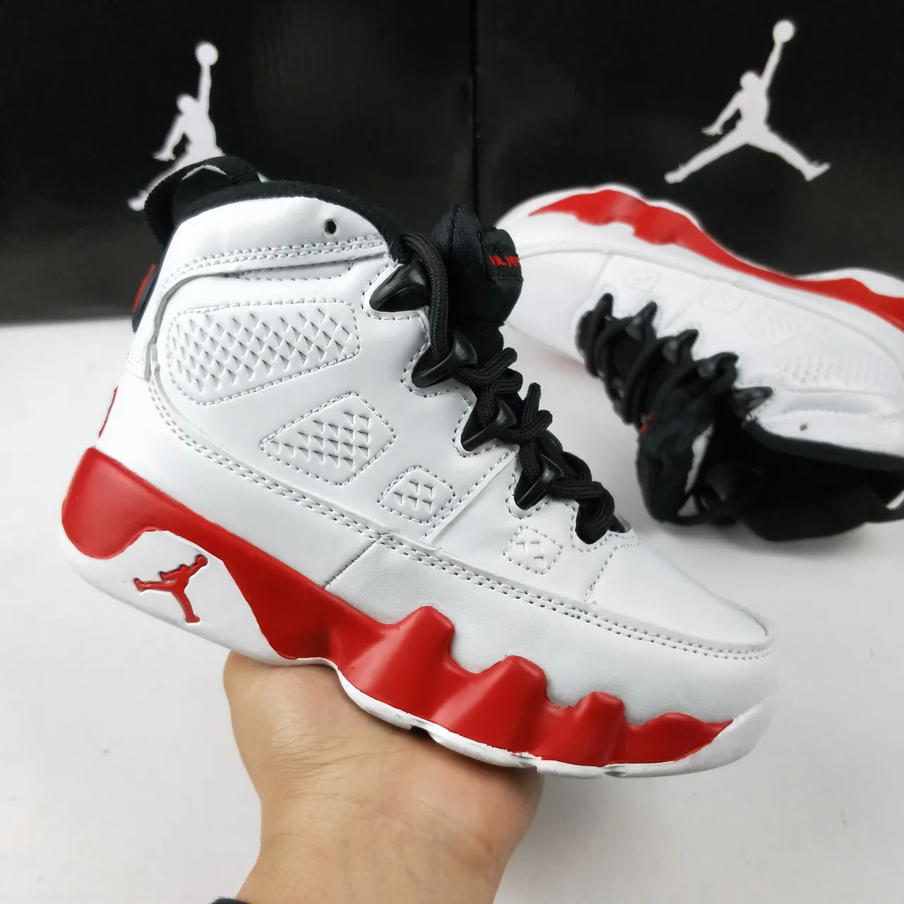 Air Jordan 9 White Red Basketball Shoes 8