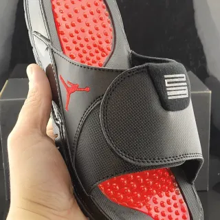 Air Jordan Black Red Textile Upper Podded Footbed Slippers