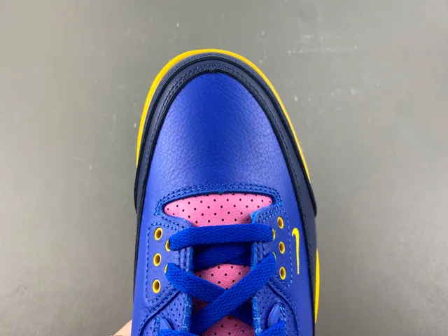 Air Jordan Blue Yellow High-Top Leather And Mesh Upper Basketball Shoes 5