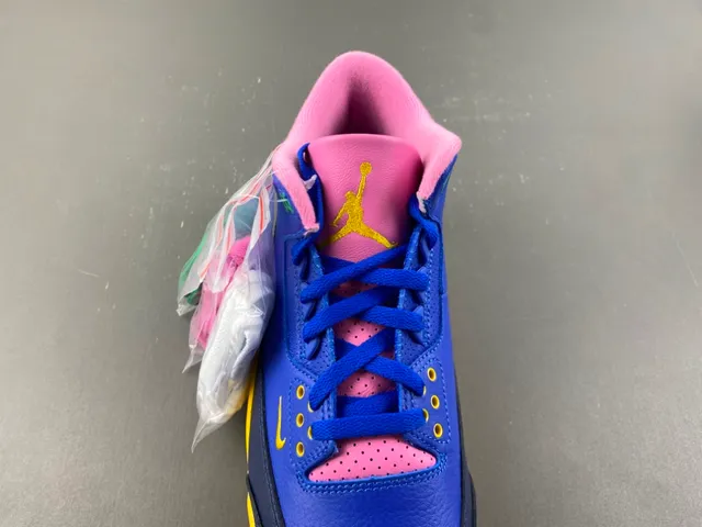 Air Jordan Blue Yellow High-Top Leather And Mesh Upper Basketball Shoes 6
