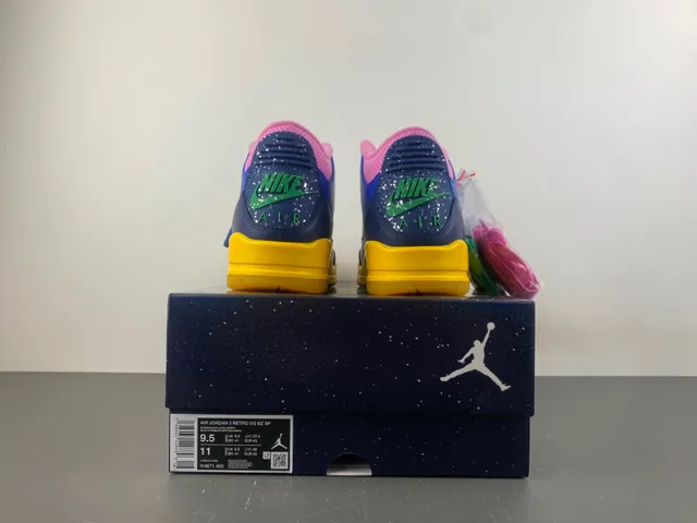 Air Jordan Blue Yellow High-Top Leather And Mesh Upper Basketball Shoes 17