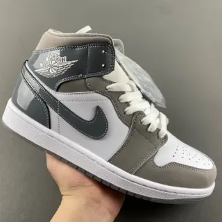 Air Jordan Gray White High-Top Padded Ankle Collar Basketball Shoes