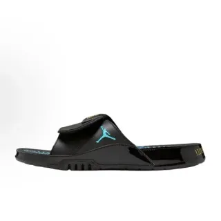 Air Jordan Slide Black Blue Patent Toe Bumper Turquoise Jumpman Logo Slippers
