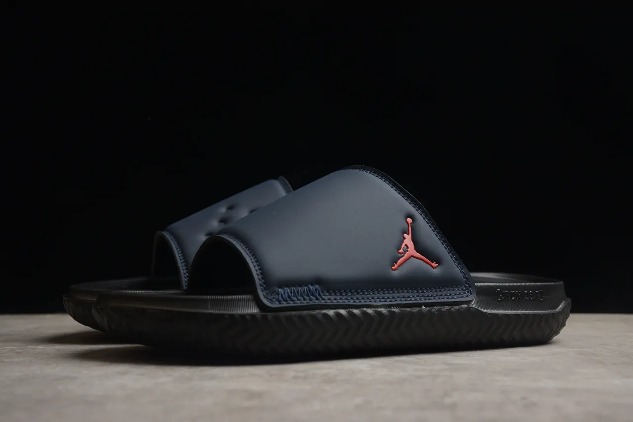 Air Jordan Slide Black Red Single-Strap Molded Footbed Slippers 12