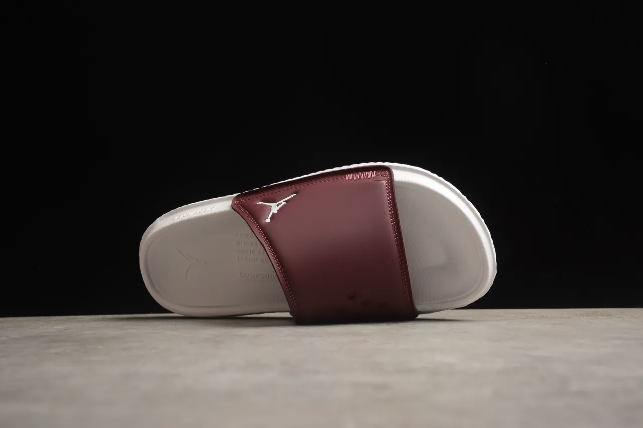 Air Jordan Slide Burgundy and White Slippers 10