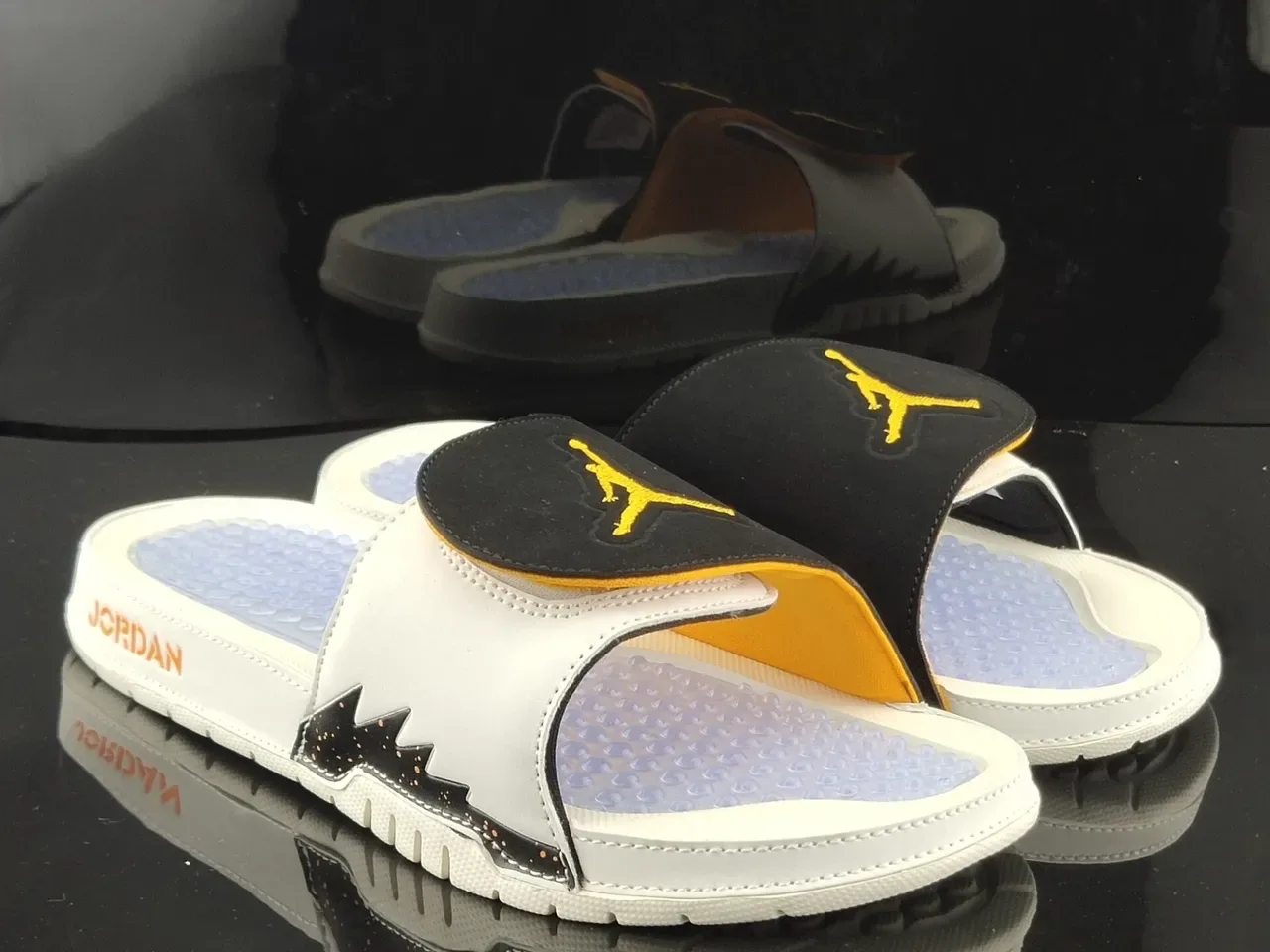 Air Jordan Slide Podded Footbed Off-White Black Yellow Slippers 3