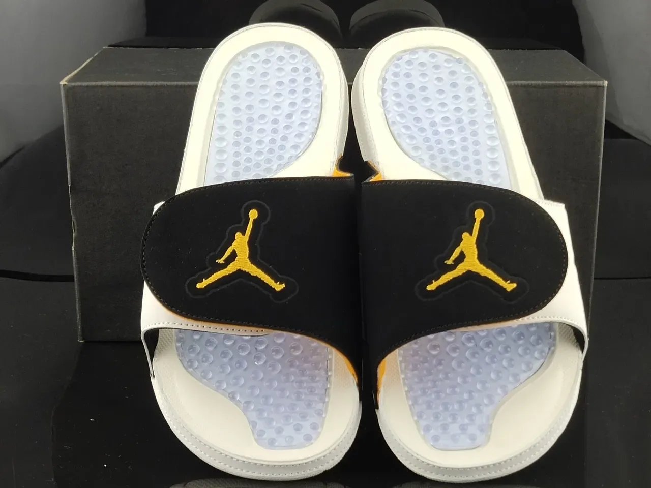 Air Jordan Slide Podded Footbed Off-White Black Yellow Slippers 5