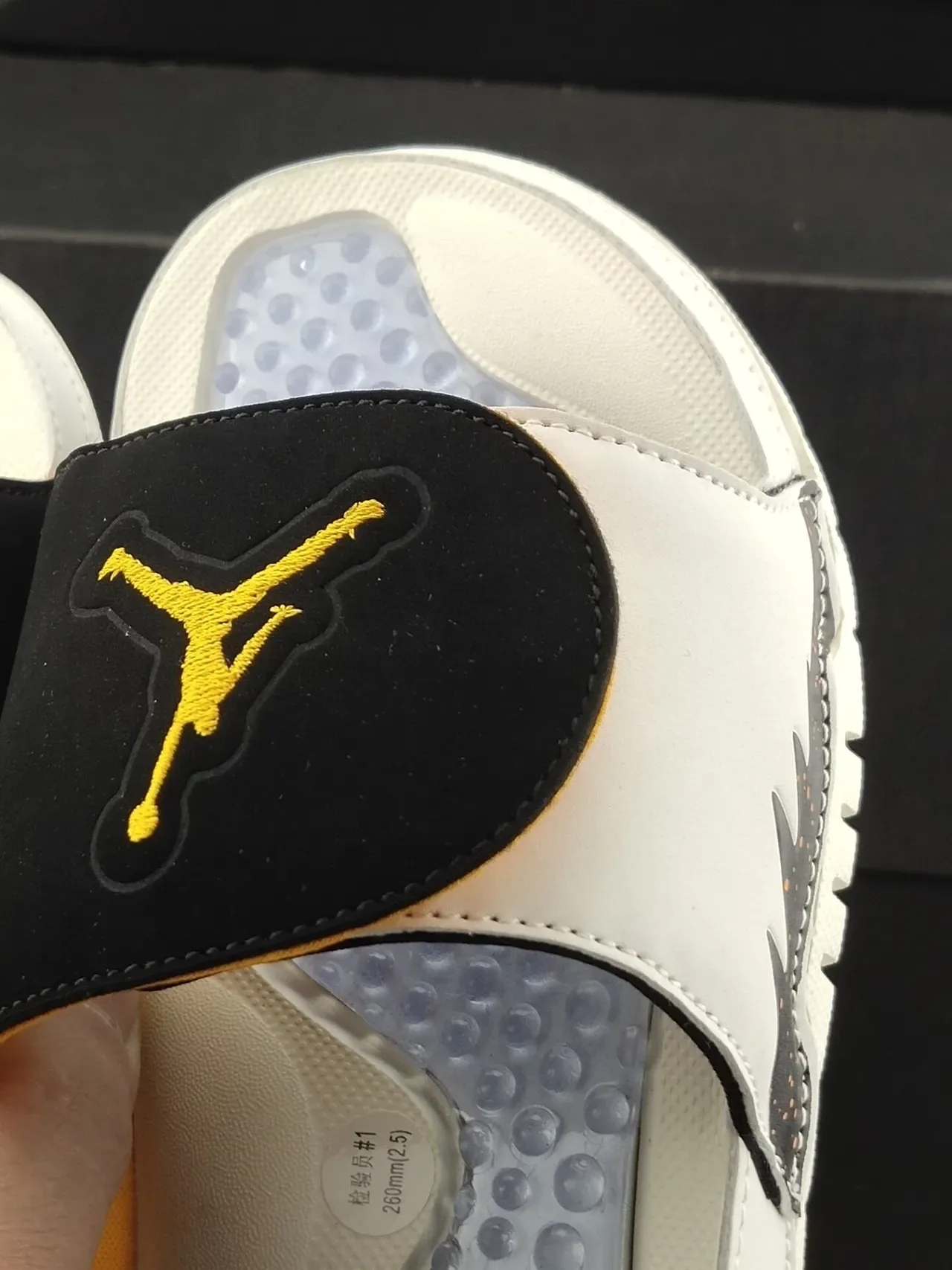 Air Jordan Slide Podded Footbed Off-White Black Yellow Slippers 6
