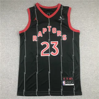 Air Jordan Toronto Raptors City Edition Black Red Lightning Stripe Jersey
