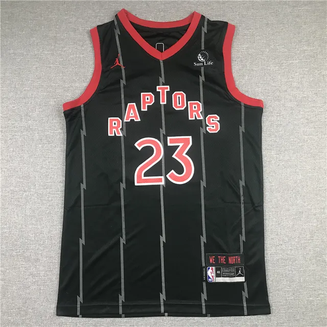 قميص Air Jordan Toronto Raptors City Edition بخطوط البرق باللونين الأسود والأحمر 3