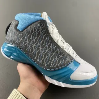 Air Jordan White Blue High-Top Silhouette Patent Leather Toe Cap Basketball Shoes