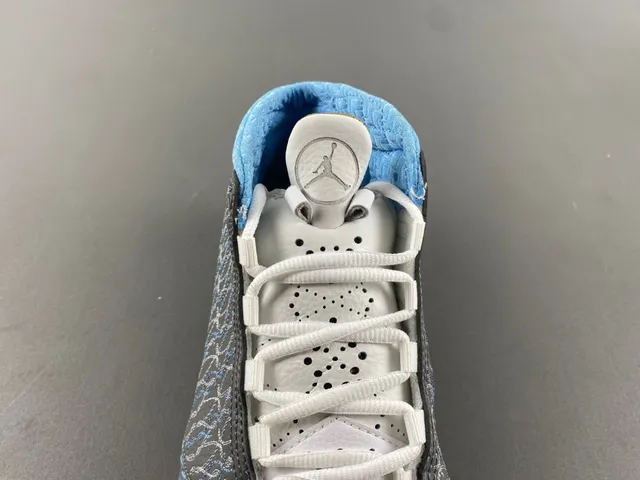 Air Jordan White Blue High-Top Silhouette Patent Leather Toe Cap Basketball Shoes 6