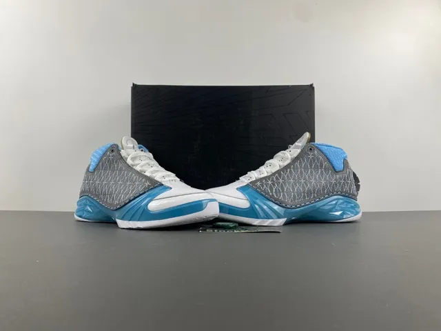Air Jordan White Blue High-Top Silhouette Patent Leather Toe Cap Basketball Shoes 13