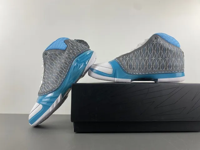 Air Jordan White Blue High-Top Silhouette Patent Leather Toe Cap Basketball Shoes 14