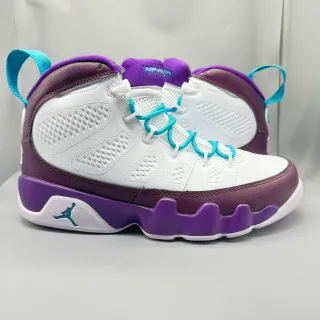 Air Jordan White Purple High-Top Perforated Leather Upper Basketball Shoes