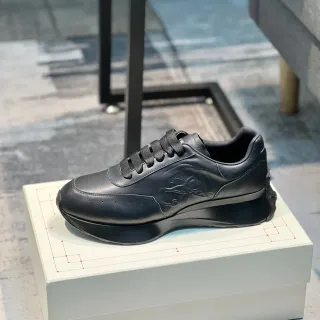 Alexander McQueen Oversized Sneaker Black Leather Embossed Rose Lifestyle Sneakers