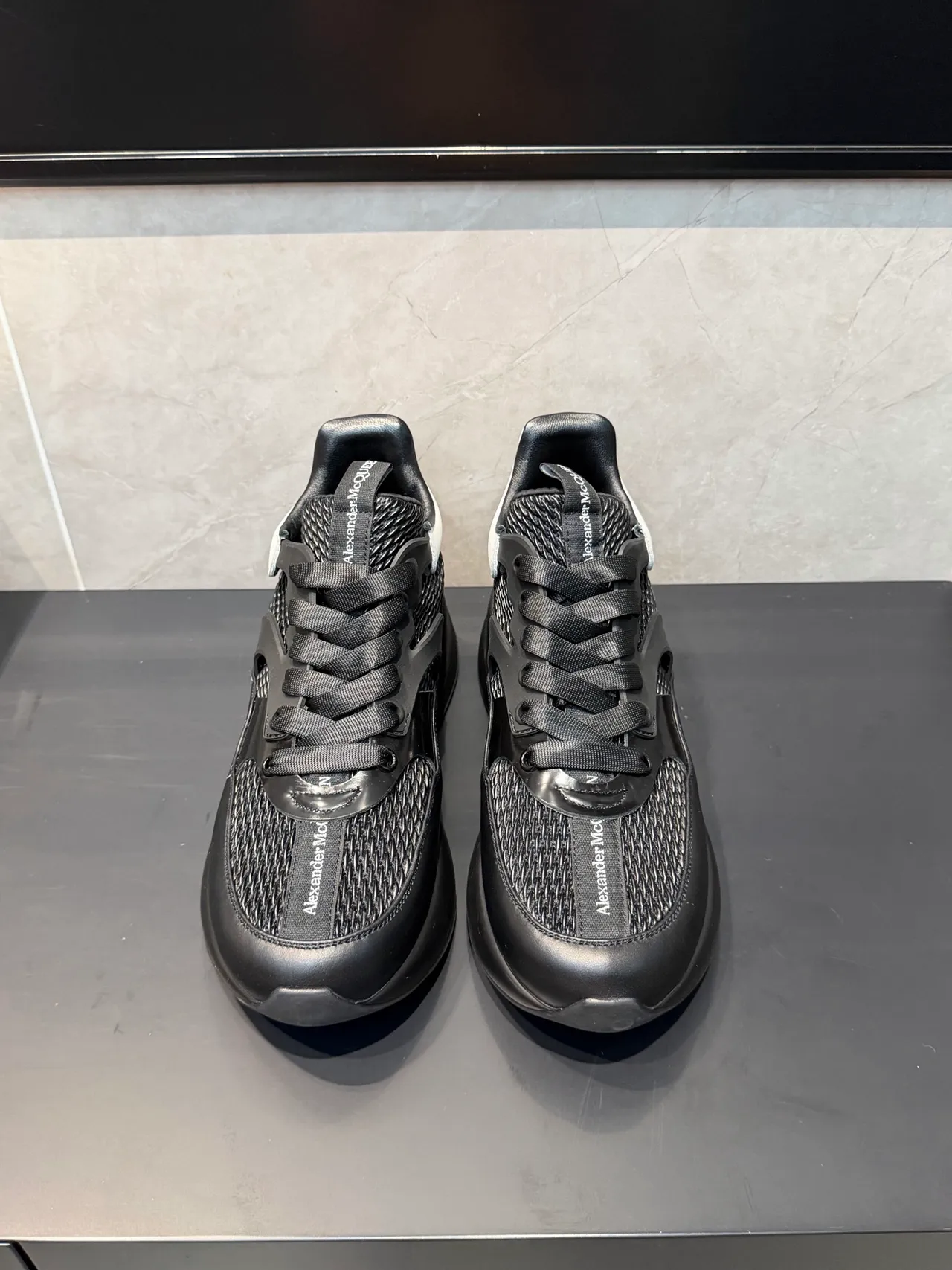 Alexander McQueen Oversized Sneaker Black White Silhouette Mesh And Leather Upper Chunky Sneakers 2
