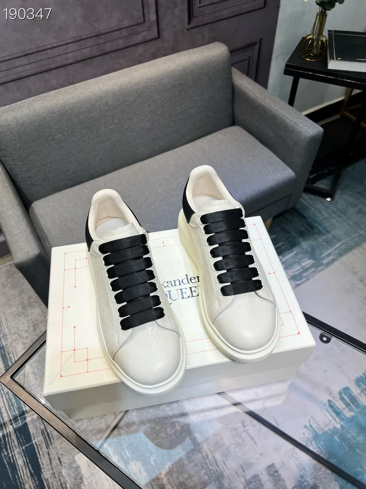 Alexander McQueen Oversized Sneaker White Black Lifestyle Sneakers 6