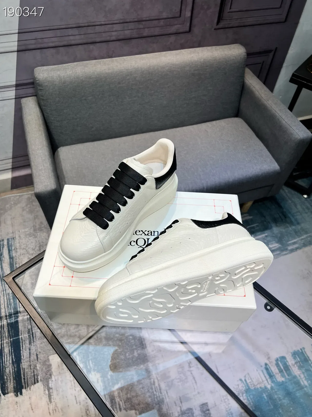 Alexander McQueen Oversized Sneaker White Black Lifestyle Sneakers 7
