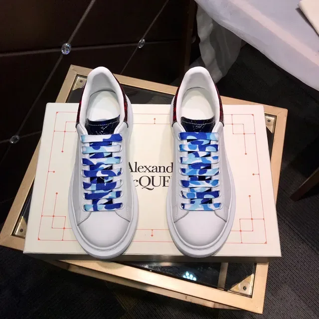 Alexander McQueen ওভারসাইজড স্নিকার সাদা নীল প্ল্যাটফর্ম সোল পারফোরেটেড টো বক্স লাইফস্টাইল স্নিকার 9