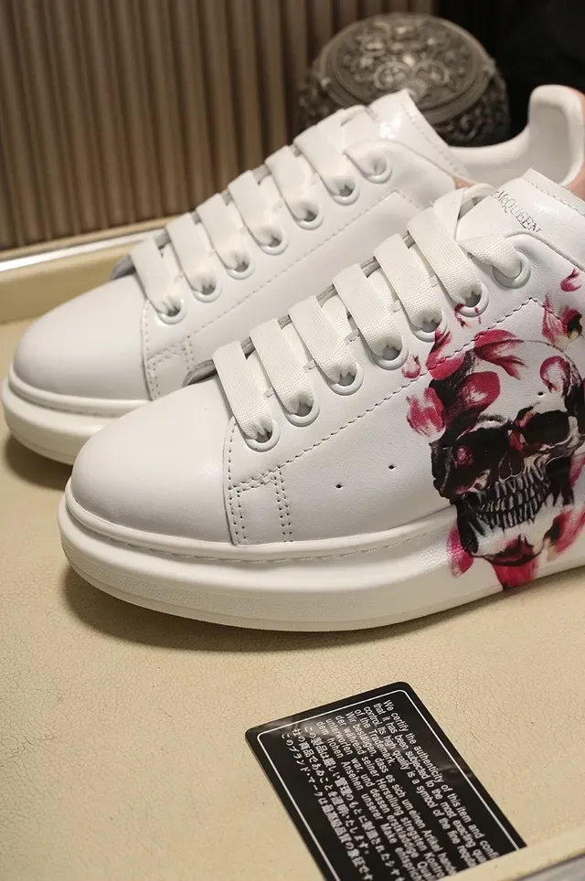 Alexander McQueen Tênis oversized branco rosa floral caveira lifestyle sneakers 5
