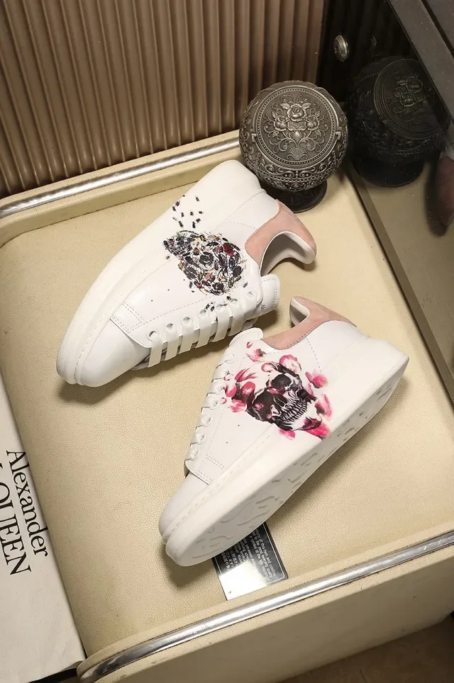 Alexander McQueen Tênis oversized branco rosa floral caveira lifestyle sneakers 8