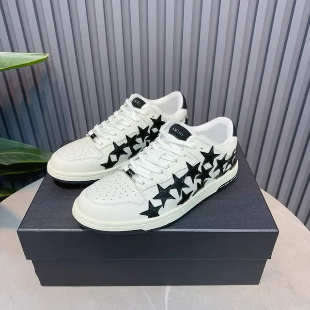 AMI Paris Ami de Coeur White and Black Star Appliqué Lifestyle Sneakers 6