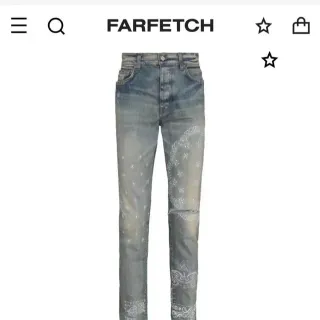 Amiri Bandana-Print Distressed-Effect Jeans