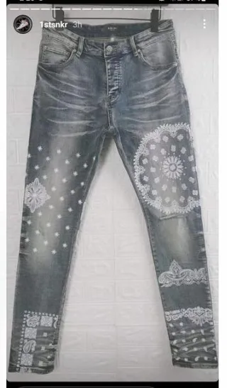 Amiri Bandana-Print Distressed-Effect Jeans 2