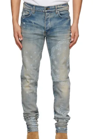 Amiri Bandana-Print Distressed-Effect Jeans 3