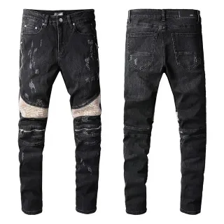 Amiri Biker Distressed Black Denim Jeans