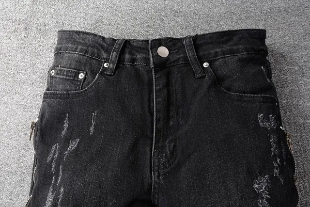Amiri Biker Distressed Black Denim Jeans 4