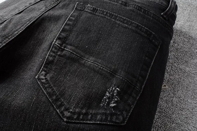 Amiri Biker Distressed Black Denim Jeans 10