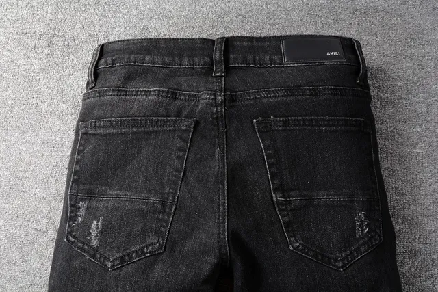 Amiri Biker Distressed Black Denim Jeans 11