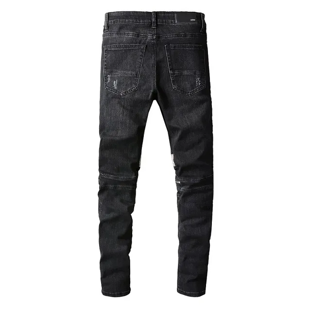 Amiri Biker Distressed Black Denim Jeans 12