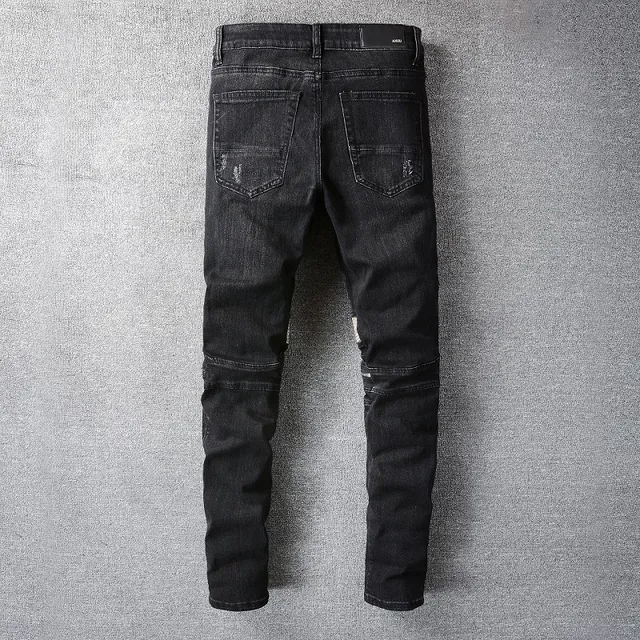 Amiri Biker Distressed Black Denim Jeans 13