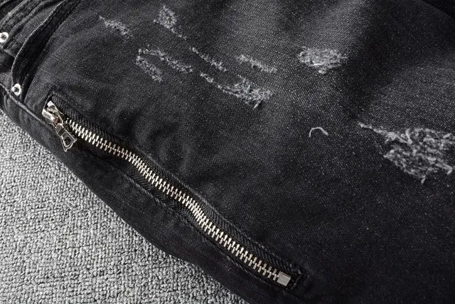 Amiri Biker Distressed Black Denim Jeans 15