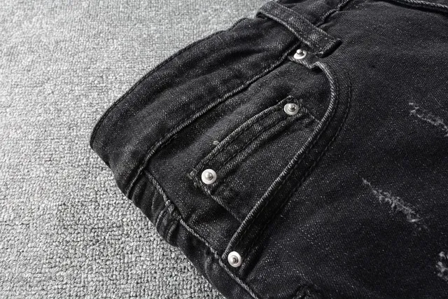 Amiri Biker Distressed Black Denim Jeans 16
