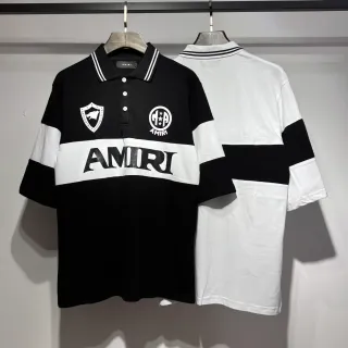 Amiri Color-Blocked Football-Inspired Logo Polo Shirt