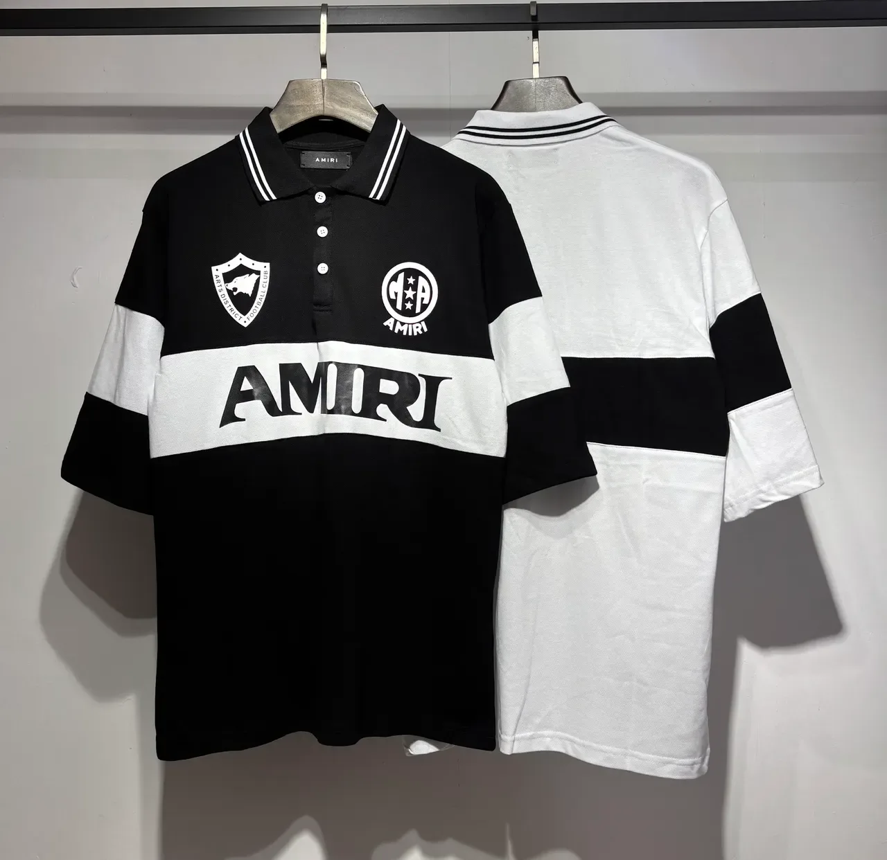 Amiri Color-Blocked Football-Inspired Logo Polo Shirt 1