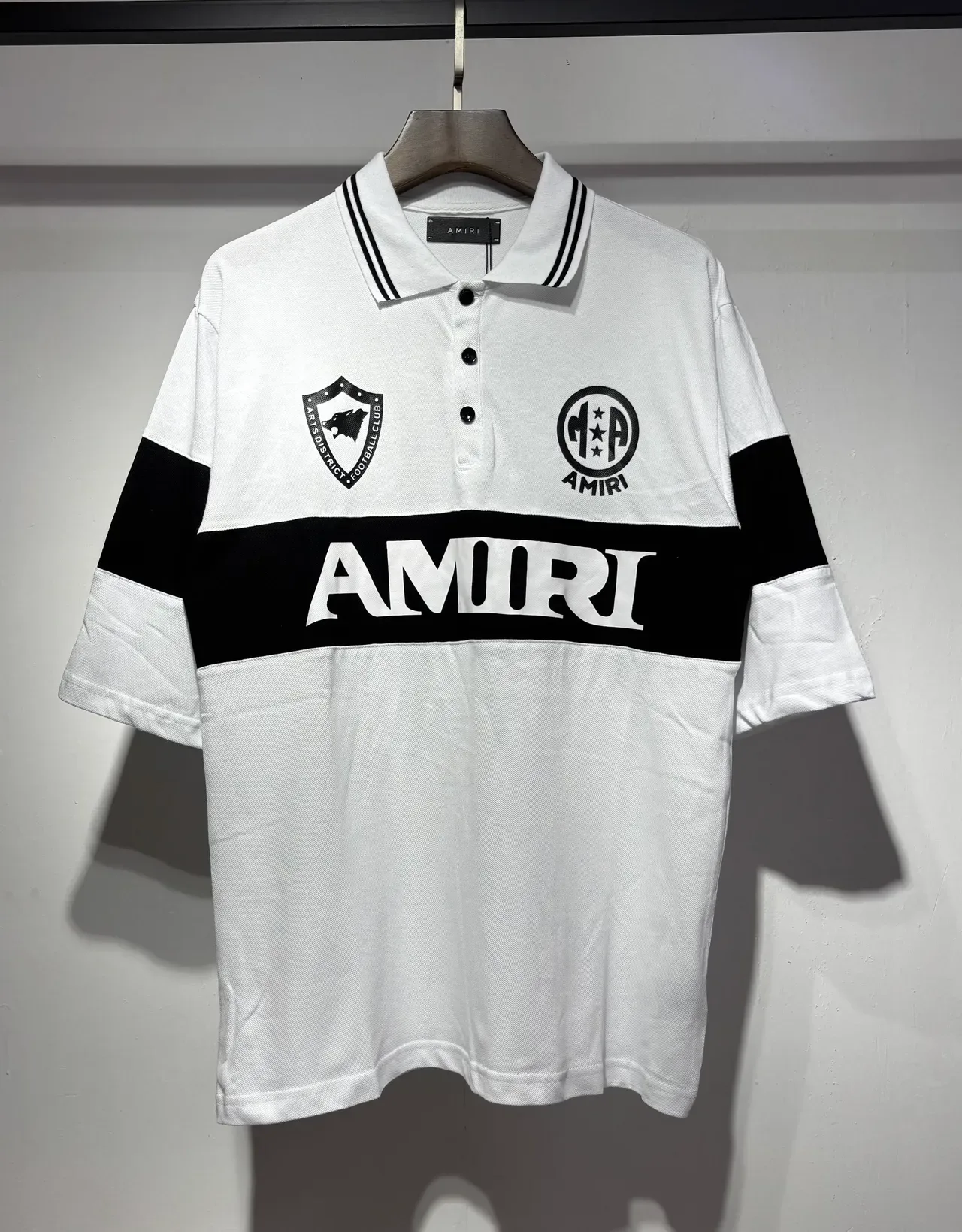 Amiri Color-Blocked Football-Inspired Logo Polo Shirt 6
